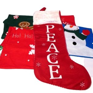 Lot of 4 large felt Christmas bags and 1 giant stocking bag